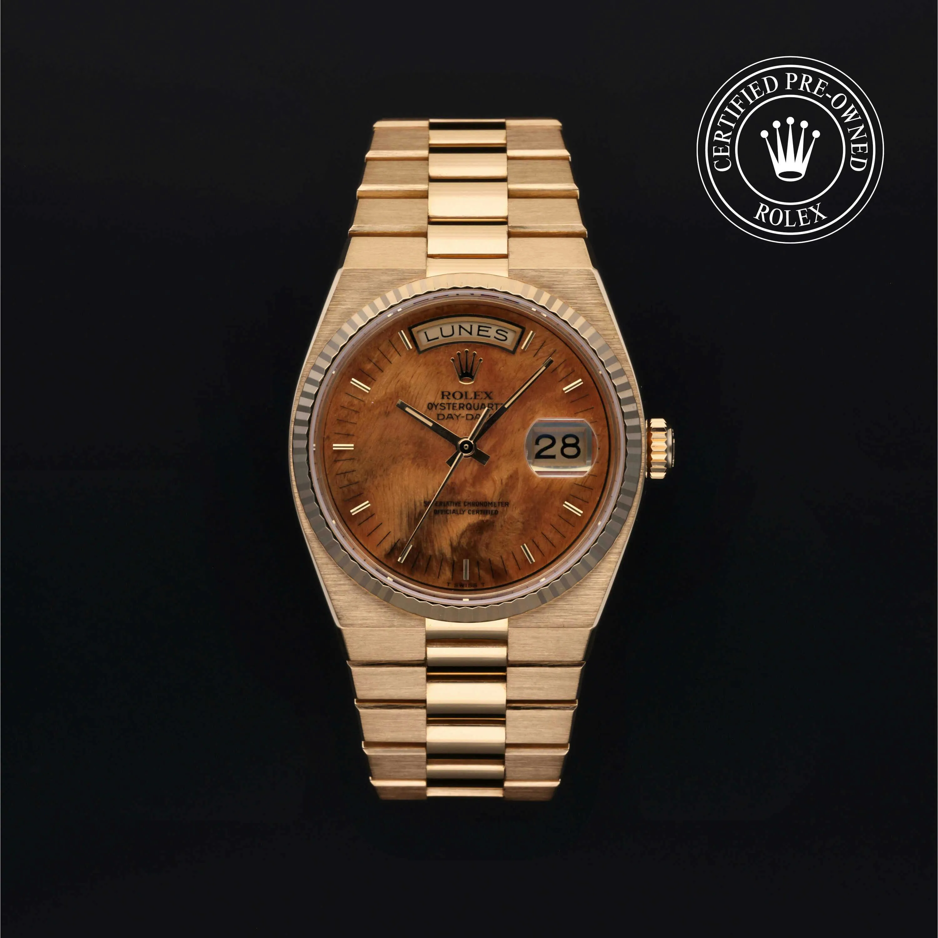 Rolex Day-Date Oysterquartz 19018 36mm Yellow gold Brown