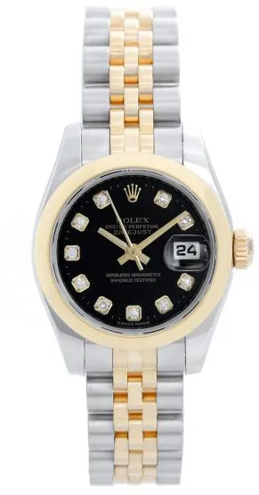 Rolex Lady-Datejust 179163 26mm Yellow gold and Stainless steel Black