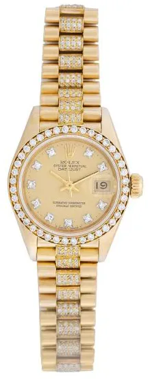 Rolex Lady-Datejust 69138 26mm Yellow gold Champagne