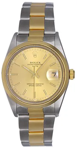 Rolex Oyster Perpetual Date 15203 34mm Yellow gold and Stainless steel Champagne