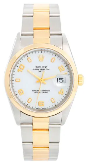 Rolex Oyster Perpetual Date 15203 34mm Yellow gold and Stainless steel White