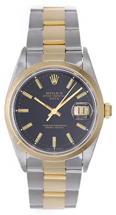 Rolex Oyster Perpetual Date 15203 34mm Yellow gold and Stainless steel Black