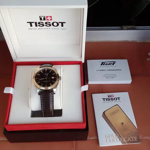 Tissot Gentleman T927.407.46.041.01 40mm Yellow gold and Stainless steel Blue