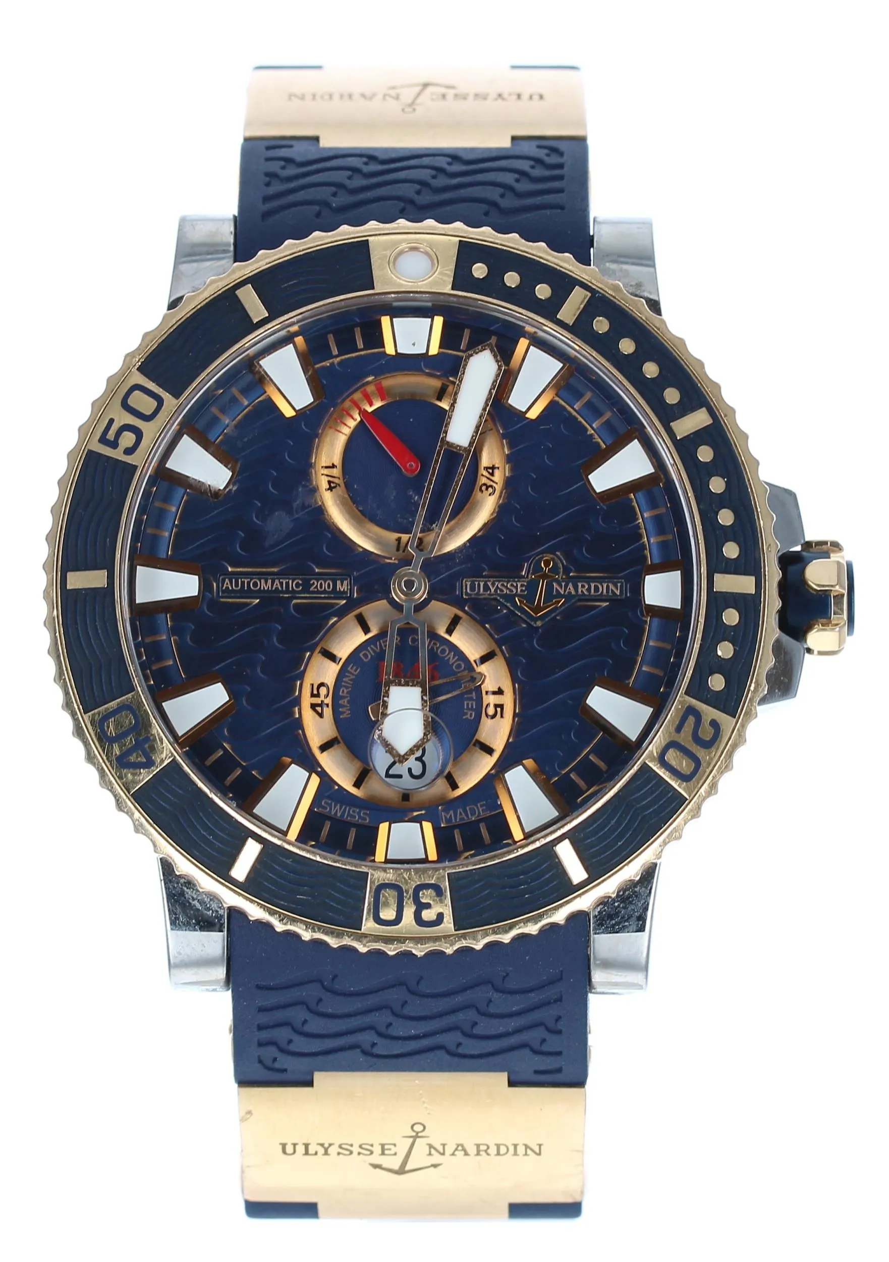 Ulysse Nardin Maxi Marine Diver 265-90-3/93 47mm Titanium and 18k yellow gold Blue