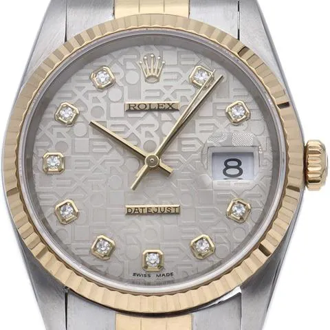 Rolex Datejust 16233G 36mm Yellow gold Silver