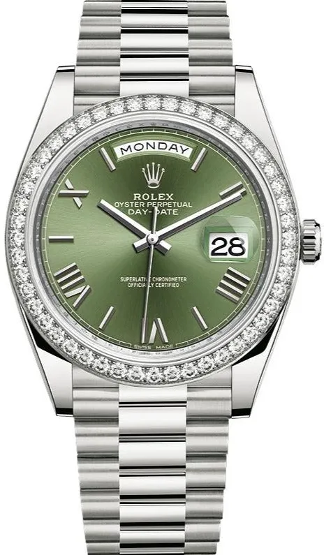 Rolex Day-Date 40 228349RBR 40mm White gold and 18k white gold Green