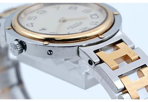 Hermès Clipper エルメス クリッパー 30mm Yellow gold and Stainless steel Ivory 8