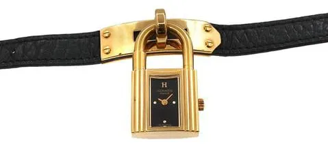 Hermès Kelly 38mm Yellow gold and Stainless steel Black