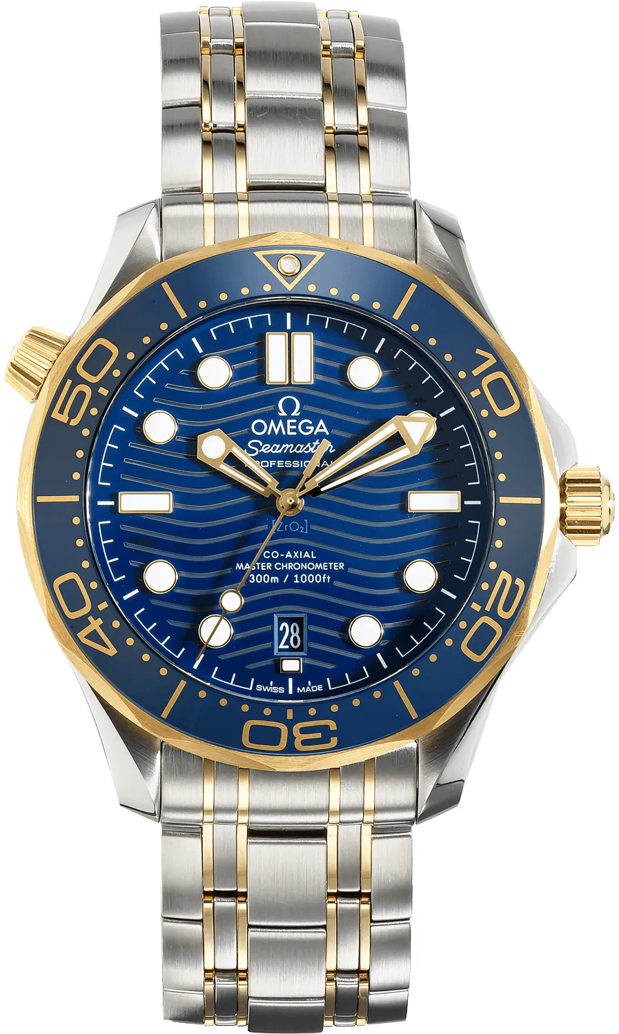 Omega Seamaster Diver 300M 210.20.42.20.03.001 42mm Yellow gold and Stainless steel Blue