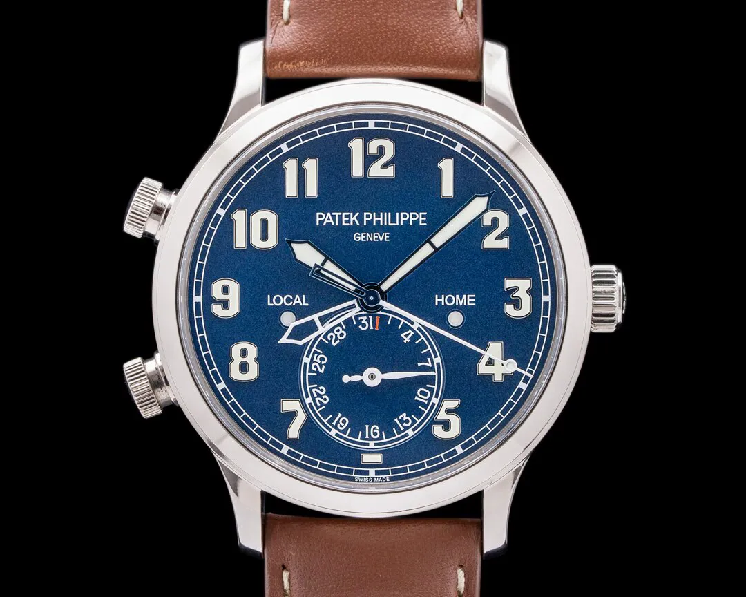 Patek Philippe Calatrava Pilot Travel Time 5524G-001 42mm White gold Blue