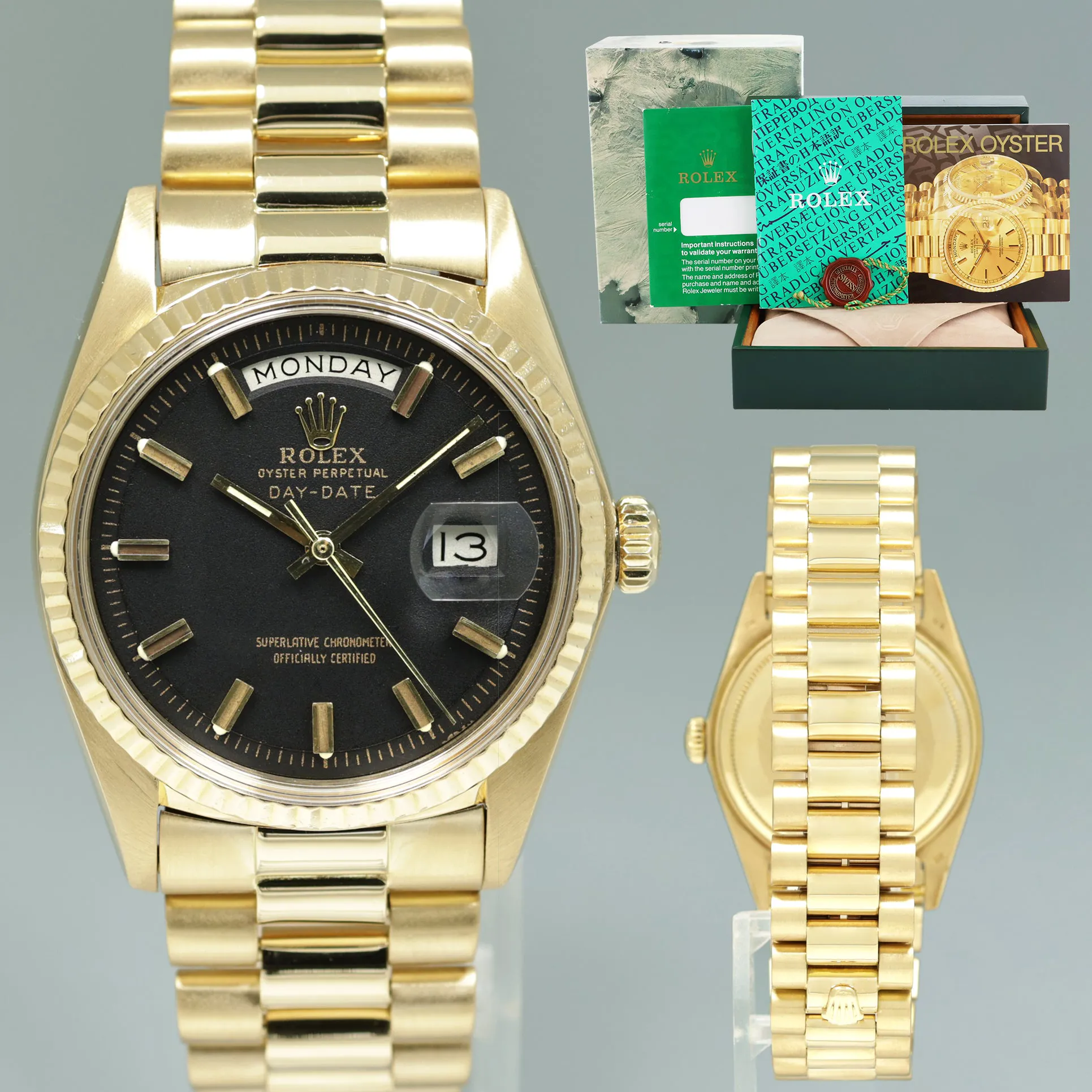 Rolex Day-Date 36 1803 36mm Yellow gold Black