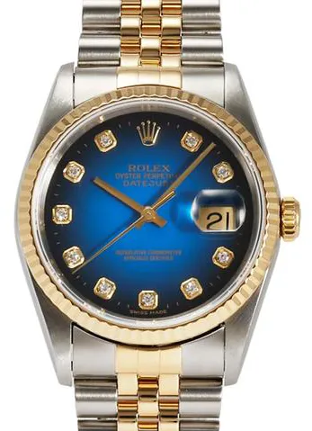 Rolex Datejust 16233G 36mm Yellow gold and Stainless steel Blue