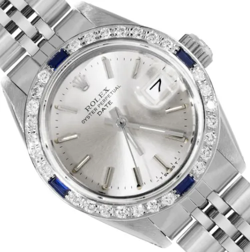 Rolex Date 26mm Stainless steel and 18k white gold Silver 1