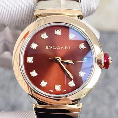 Bulgari Lucea 102689 LU33C11SPGSPGD/11 33mm Yellow gold and Stainless steel Brown