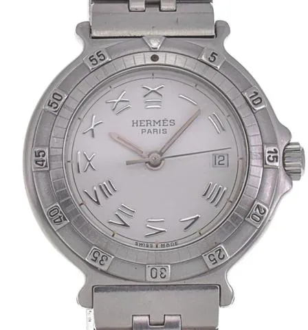 Hermès 27.5mm Stainless steel White