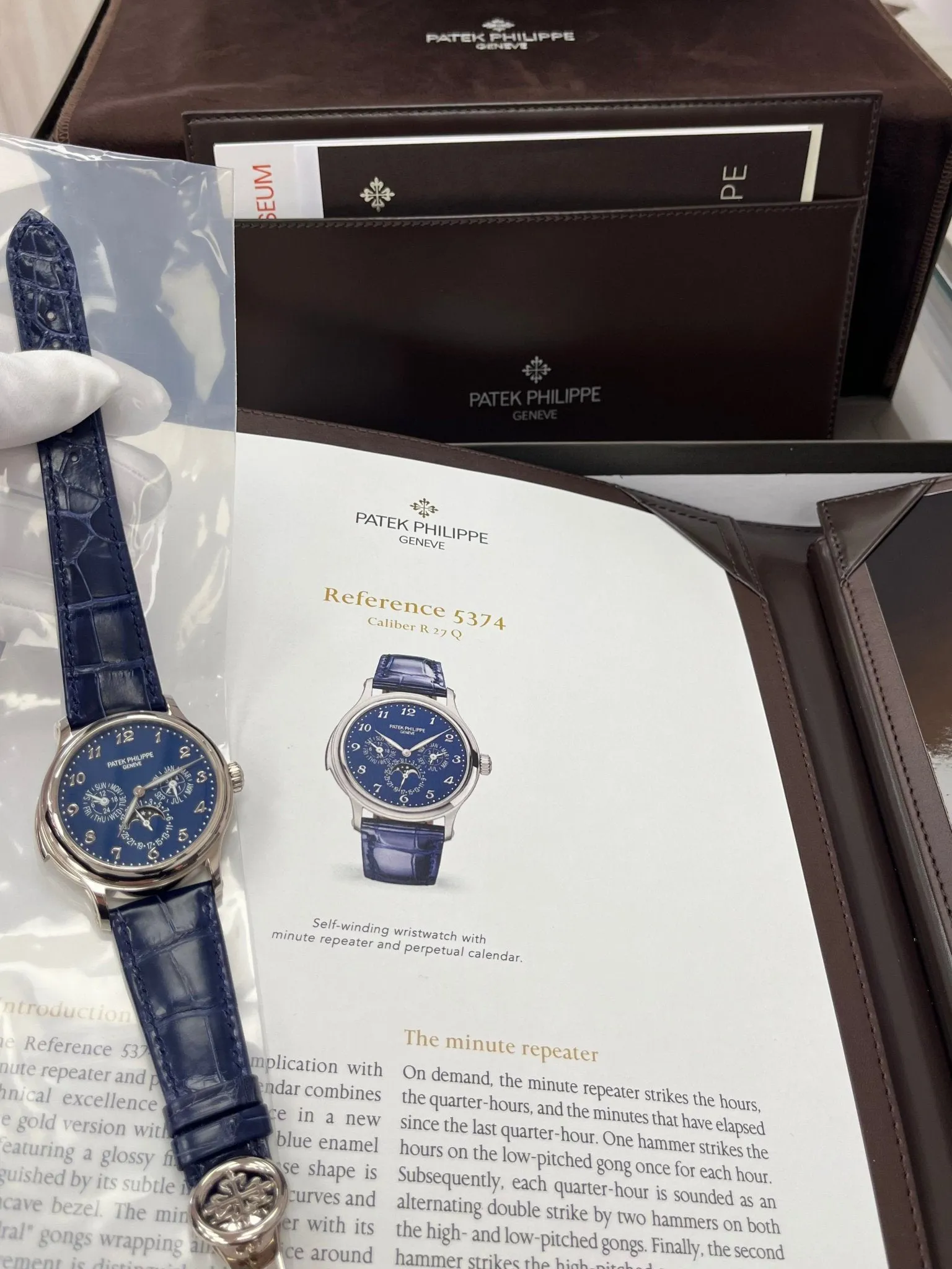 Patek Philippe Minute Repeater Perpetual Calendar 5374 42mm White gold Blue 15