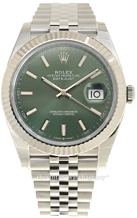 Rolex Datejust 41 126334-0028 41mm White gold and Oystersteel Green