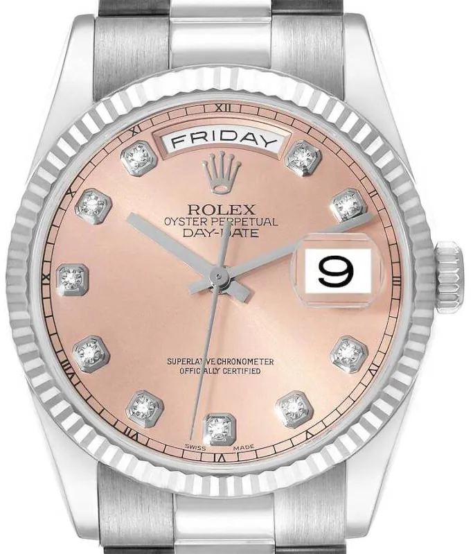 Rolex Day-Date 36 118239 36mm  white gold diamond Rose 1