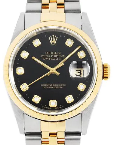 Rolex Datejust 16233G 36mm Yellow gold and Stainless steel Black