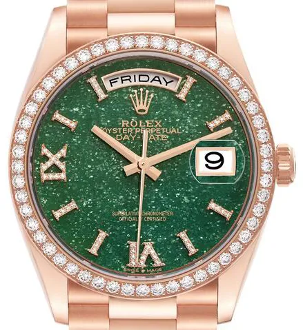 Rolex Day-Date 128345RBR-0068 36mm Everose gold Green