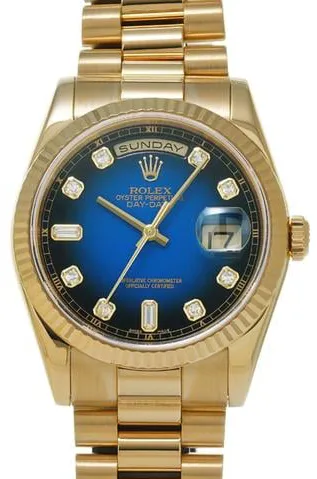 Rolex Day-Date 36 118238A 36mm Yellow gold Blue