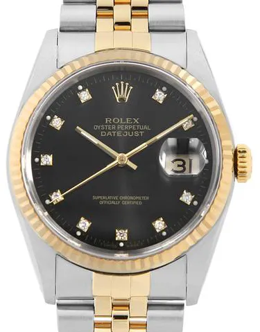 Rolex Datejust 16233G 36mm Yellow gold and Stainless steel Black