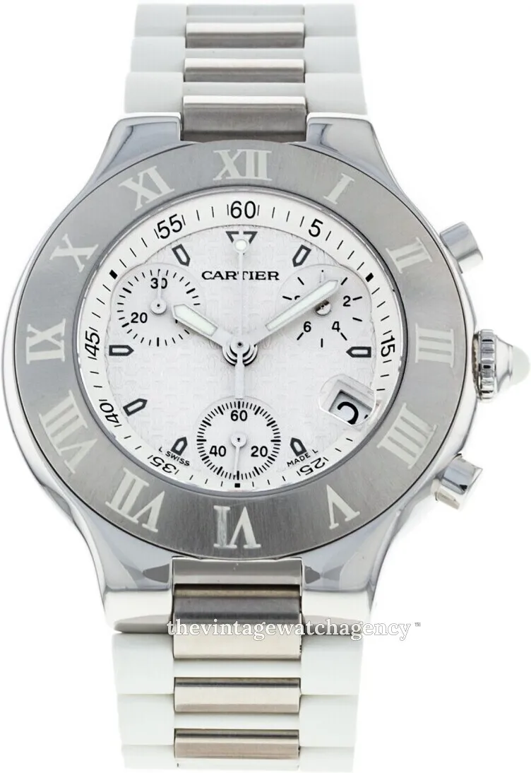 Cartier 21 Chronoscaph W10184U2 39mm Stainless steel White