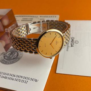 オメガ デビル 395.2378 クォーツ Cal.1378 青文字盤 28mm メンズ 不動