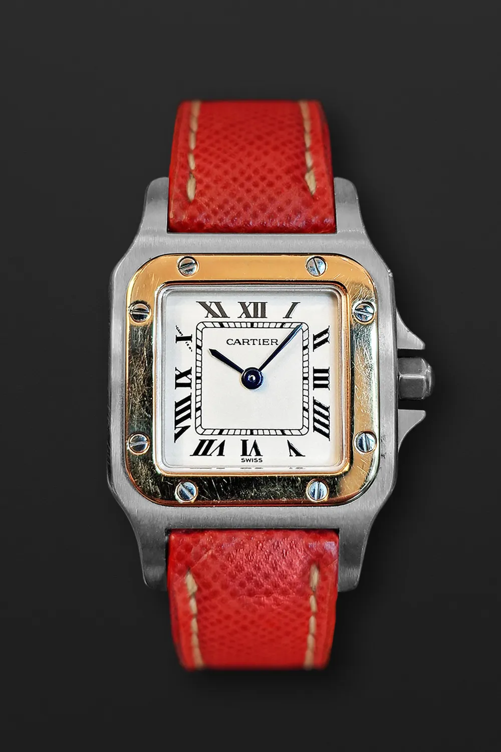 Cartier Santos Galbée 1567 24mm Stainless steel and 18k rose gold White