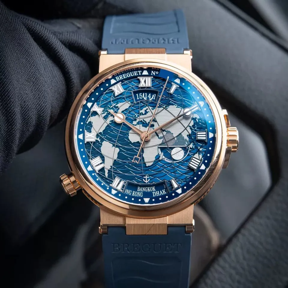 Breguet Hora Mundi 5557br/ys/5wv 43.9mm Rose gold Blue