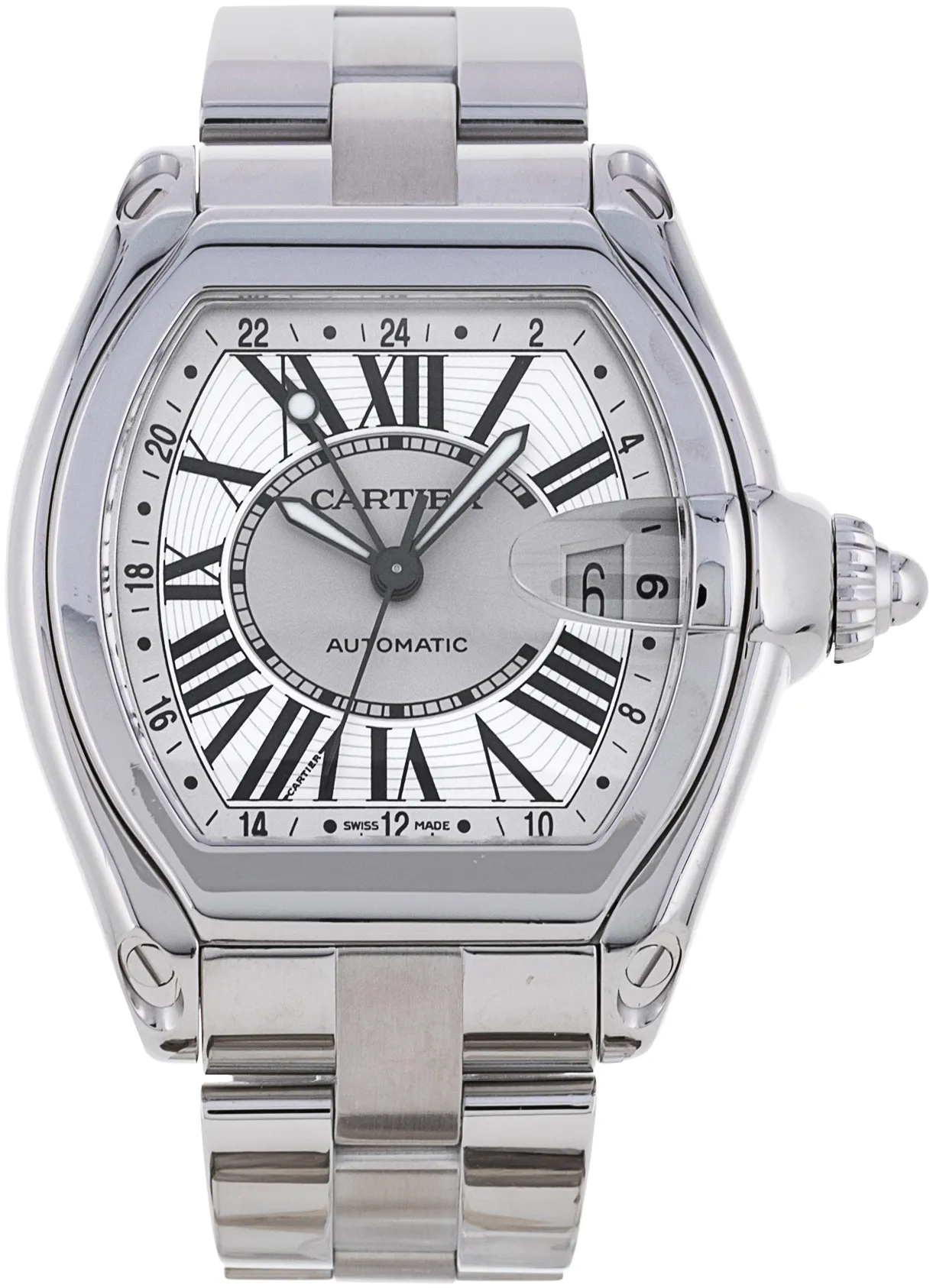 Cartier Roadster W62032X6 38mm Stainless steel Silver Roman Numeral