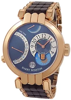 Harry Winston Premier Excenter Time Zone 200-MMTZ39R 18k rose gold Blue