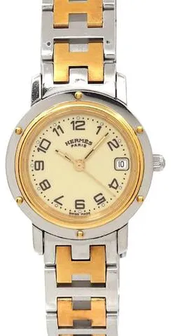 Hermès Clipper CL4.220 24mm Yellow gold and Stainless steel White