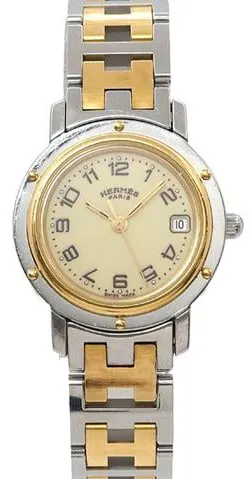 Hermès Clipper CL4.220 24mm Yellow gold and Stainless steel White