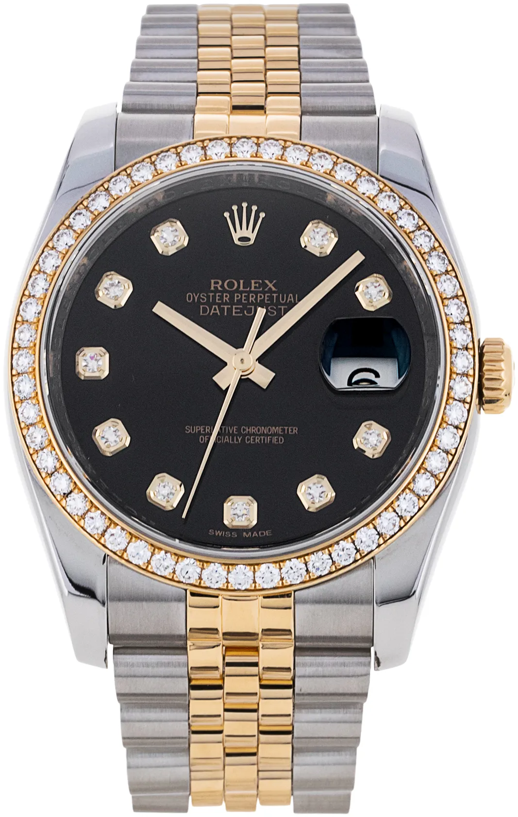 Rolex Datejust 36 116243 36mm Yellow gold and Stainless steel Black