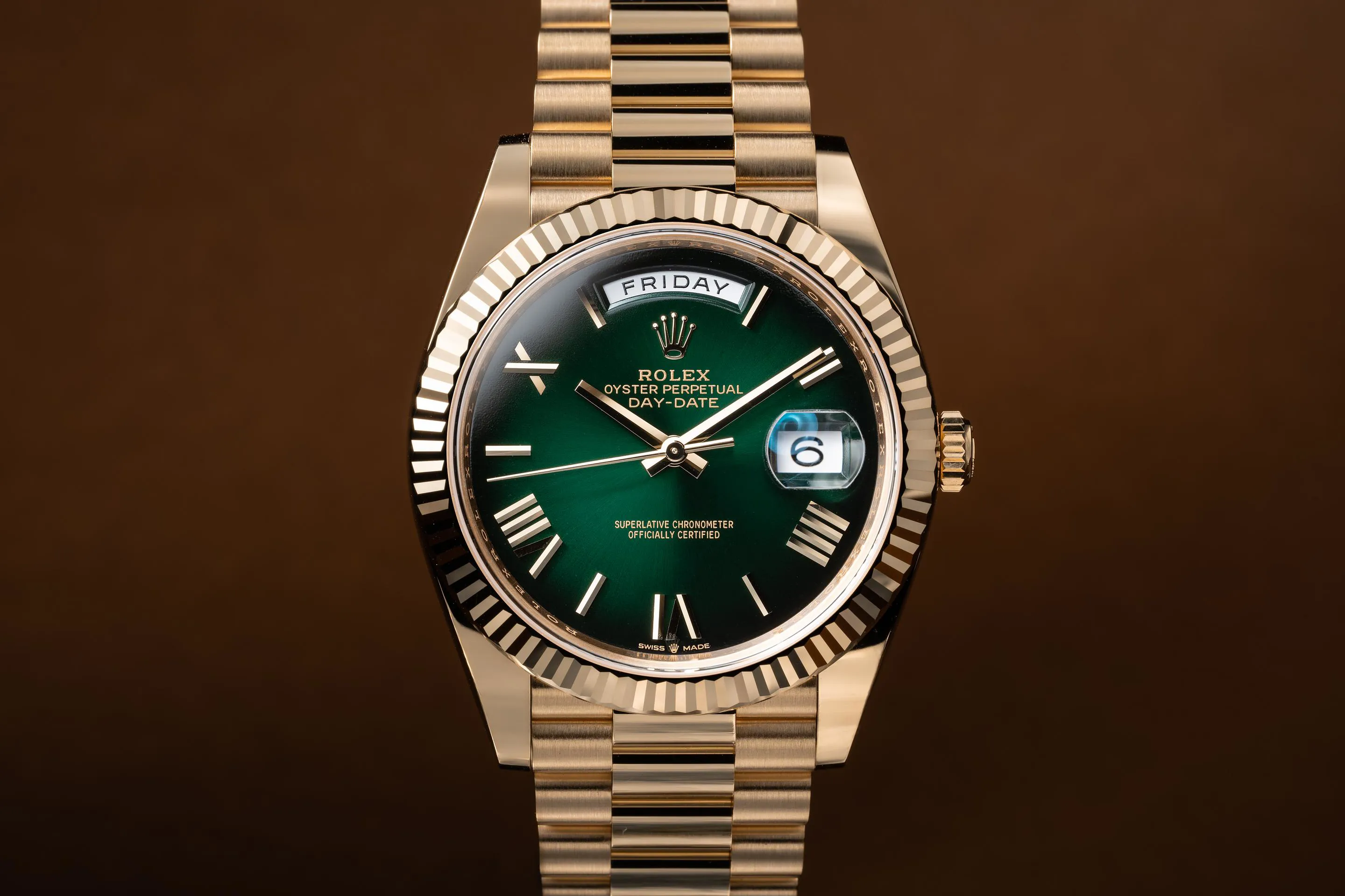 Rolex Day-Date 40 228238 40mm Yellow gold and 18k yellow gold Green