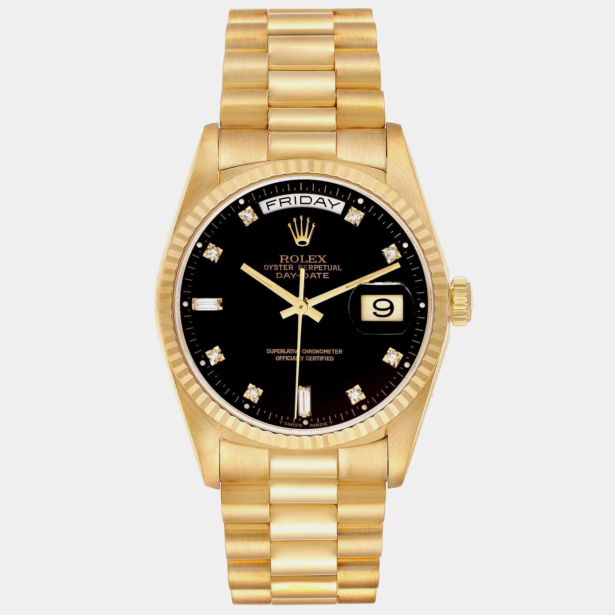 Rolex President 36mm Yellow gold and 18k yellow gold Black