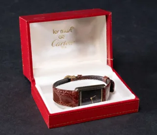 Cartier Tank Vermeil and Sterling Silver Black