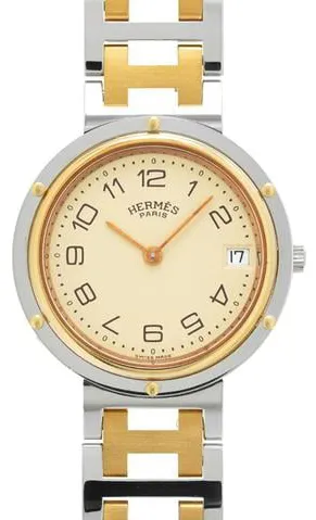 Hermès Clipper 34mm Stainless steel White