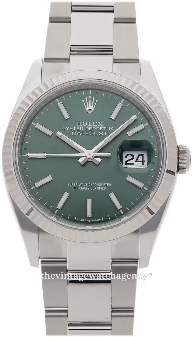 Rolex Datejust 126234-0052 36mm White gold and Oystersteel Green