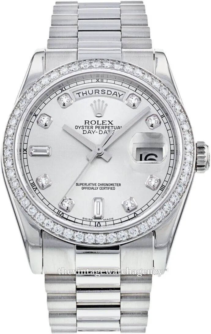 Rolex Day-Date 36 118346-0016 36mm Platinum Silver