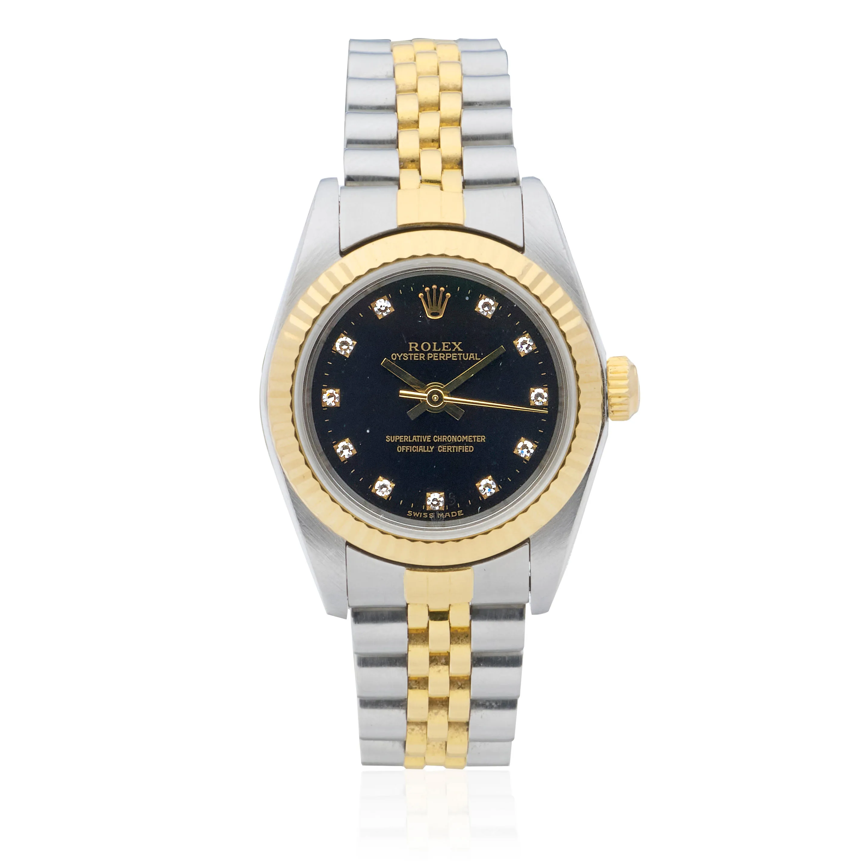 Rolex Oyster Perpetual 76193 24mm Stainless steel and 18k yellow gold Black