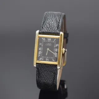 Cartier Tank Silver and Gold-plated Black