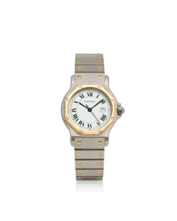 Cartier Santos Octagon 2966 Yellow gold and Stainless steel White