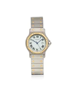 Cartier Santos Octagon 2966 18k Gold and Stainless steel White