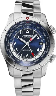 Alpina Starter Pilot Quartz Worldtimer AL-255N4S26B Stainless steel Blue