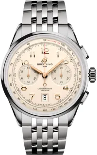 Breitling Premier B01 AB0145211G1A1 42mm Stainless steel White and Beige