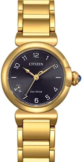 Citizen L Mae Ladies EM1132-88H Gold PVD Black