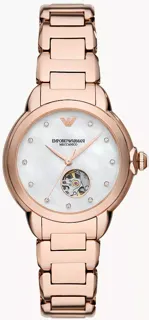 Emporio Armani Mother Of Pearl Ladies AR60072 34mm Rose Gold PVD White