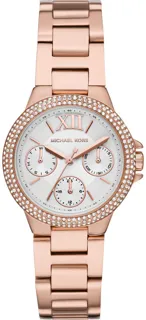 Michael Kors Mini Camille Pave Ladies MK6845 33mm Rose Gold PVD White